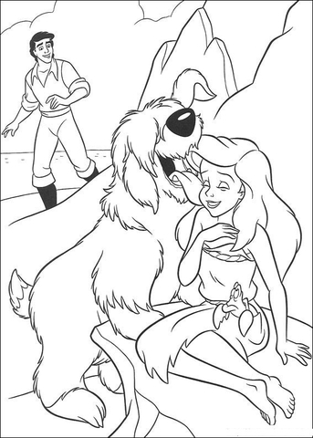 Ariel And Dog Max Coloring Page